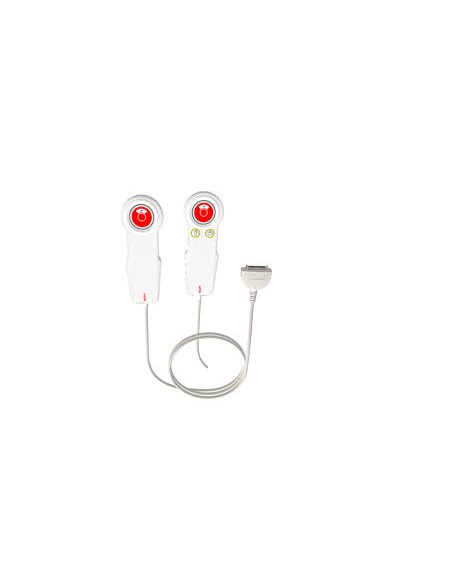 Mini manipulateur étanche, 1 bouton rouge avec symbole infirmière + 1 voyant, 2 télécommandes d'éclairage, 1 câble de 2,50 m ave